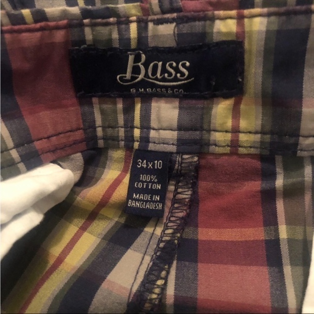 Bass Mens Plaid Casual Lightweight Cotton Shorts Size 34 - Picture 5 of 5